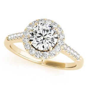 Round Halo Engagement Ring With Side Stones - Free Chérie Diamonds