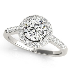 Round Halo Engagement Ring With Side Stones - Free Chérie Diamonds