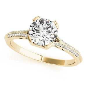 Vintage Lab - Grown Diamond Ring with Round Center and Milgrain Band - Free Chérie Diamonds