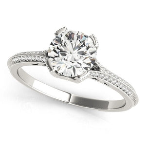 Vintage Lab - Grown Diamond Ring with Round Center and Milgrain Band - Free Chérie Diamonds