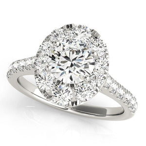 Oval Floral Halo Lab - Grown Diamond Engagement Ring with Pavé Band - Free Chérie Diamonds