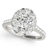 Oval Floral Halo Lab - Grown Diamond Engagement Ring with Pavé Band - Free Chérie Diamonds