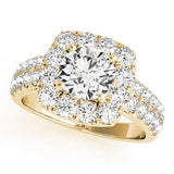 Luxurious Double Halo Round Diamond Multirow Engagement Ring - Free Chérie Diamonds