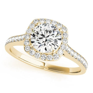 Elegant Halo Ring with Pavé Diamond Band - Free Chérie Diamonds