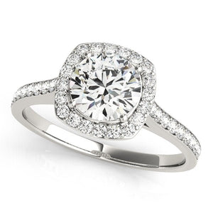 Elegant Halo Ring with Pavé Diamond Band - Free Chérie Diamonds
