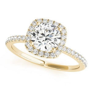 Round Diamond Square Halo Engagement Ring - Free Chérie Diamonds