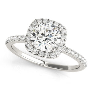Round Diamond Square Halo Engagement Ring - Free Chérie Diamonds