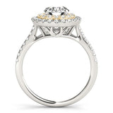 Double Halo Round Cut Lab Diamond Engagement Ring with Pavé Band - Free Chérie Diamonds