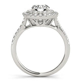 Double Halo Round Cut Lab Diamond Engagement Ring with Pavé Band - Free Chérie Diamonds