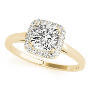 V - Prong Halo Solitaire Engagement Ring - Free Chérie Diamonds