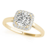 V - Prong Halo Solitaire Engagement Ring - Free Chérie Diamonds