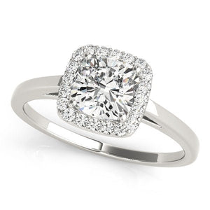 V - Prong Halo Solitaire Engagement Ring - Free Chérie Diamonds