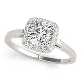 V - Prong Halo Solitaire Engagement Ring - Free Chérie Diamonds