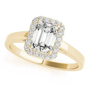 Emerald Solitaire Halo Engagement Ring - Free Chérie Diamonds