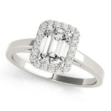 Emerald Solitaire Halo Engagement Ring - Free Chérie Diamonds