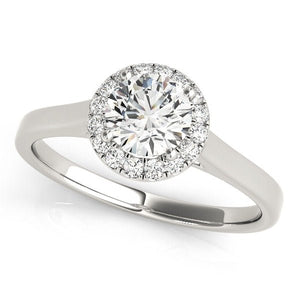 Solitaire Round Halo Engagement Ring - Free Chérie Diamonds