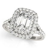 Emerald Double Halo Engagement Ring - Free Chérie Diamonds
