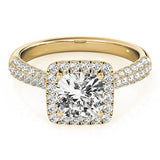 Halo Lab - Grown Diamond Ring with Round Center and Cushion Frame - Free Chérie Diamonds