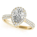 Elegant Lab - Grown Diamond Ring with Pear - Shaped Center Halo - Free Chérie Diamonds