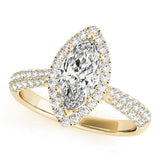 Marquise Lab - Grown Diamond Ring with Halo and Split Pave Band - Free Chérie Diamonds