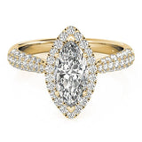 Marquise Lab - Grown Diamond Ring with Halo and Split Pave Band - Free Chérie Diamonds