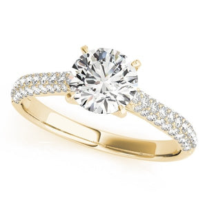 Romantic Lab Diamond Ring with Round Center and Cathedral Pave - Free Chérie Diamonds