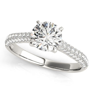 Romantic Lab Diamond Ring with Round Center and Cathedral Pave - Free Chérie Diamonds