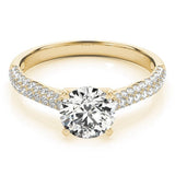 Romantic Lab Diamond Ring with Round Center and Cathedral Pave - Free Chérie Diamonds