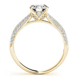 Romantic Lab Diamond Ring with Round Center and Cathedral Pave - Free Chérie Diamonds
