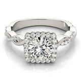 Cushion - Cut Twist Halo Engagement Ring - Free Chérie Diamonds