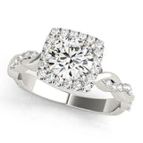 Cushion - Cut Twist Halo Engagement Ring - Free Chérie Diamonds