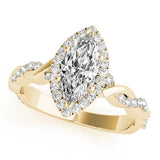 Marquise Twist Halo Ring - Free Chérie Diamonds