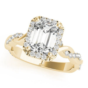 Emerald Twist Halo Engagement Ring - Free Chérie Diamonds
