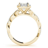 Emerald Twist Halo Engagement Ring - Free Chérie Diamonds