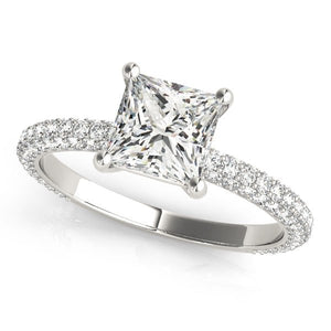Modern Lab - Grown Diamond Ring with Princess Cut and Pave Band - Free Chérie Diamonds