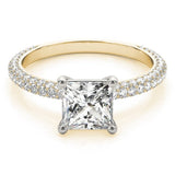 Modern Lab - Grown Diamond Ring with Princess Cut and Pave Band - Free Chérie Diamonds