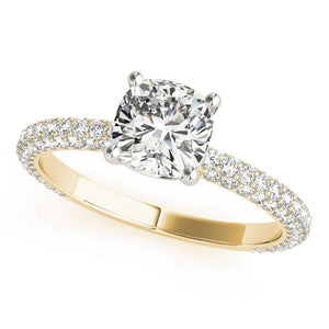 Elegant Lab - Grown Diamond Ring with Cushion Cut and Pave Band - Free Chérie Diamonds