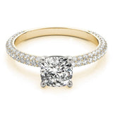 Elegant Lab - Grown Diamond Ring with Cushion Cut and Pave Band - Free Chérie Diamonds
