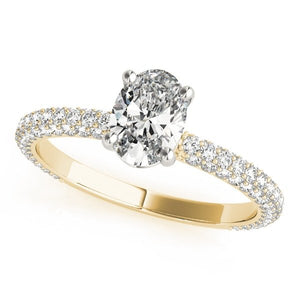 Graceful Lab - Grown Diamond Ring with Oval Center and Pave Band - Free Chérie Diamonds