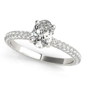 Graceful Lab - Grown Diamond Ring with Oval Center and Pave Band - Free Chérie Diamonds