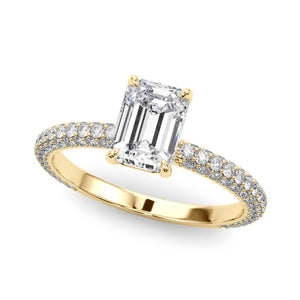Sleek Lab - Grown Diamond Ring with Emerald Cut and Pave Band - Free Chérie Diamonds