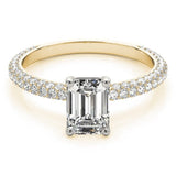 Sleek Lab - Grown Diamond Ring with Emerald Cut and Pave Band - Free Chérie Diamonds