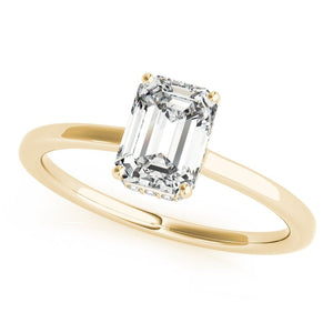 Sleek Emerald Cut Solitaire Ring with Hidden Halo - Free Chérie Diamonds