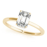 Sleek Emerald Cut Solitaire Ring with Hidden Halo - Free Chérie Diamonds