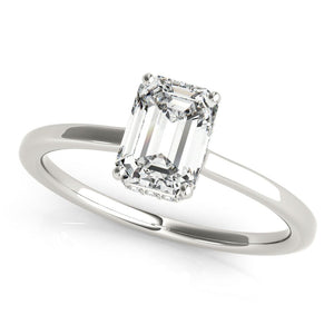 Sleek Emerald Cut Solitaire Ring with Hidden Halo - Free Chérie Diamonds