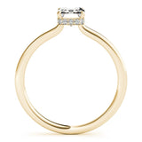 Sleek Emerald Cut Solitaire Ring with Hidden Halo - Free Chérie Diamonds
