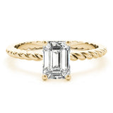 Twist Rope Emerald Solitaire Ring - Free Chérie Diamonds