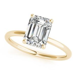 Emerald Solitaire Ring with Hidden Halo Accent - Free Chérie Diamonds