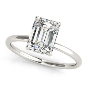 Emerald Solitaire Ring with Hidden Halo Accent - Free Chérie Diamonds