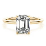 Emerald Solitaire Ring with Hidden Halo Accent - Free Chérie Diamonds